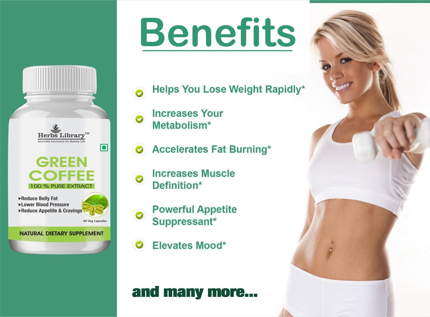 Green Coffee Bean Extract 800mg for Weight Loss - 60 Capsules